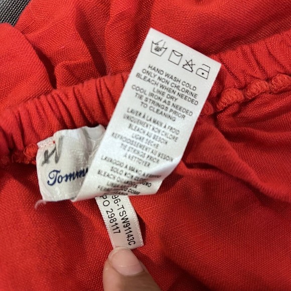 Tommy Bahama Red Linen Blend Ruffle Jumpsuit - Small, Cropped missing  tie belt - Picture 7 of 10